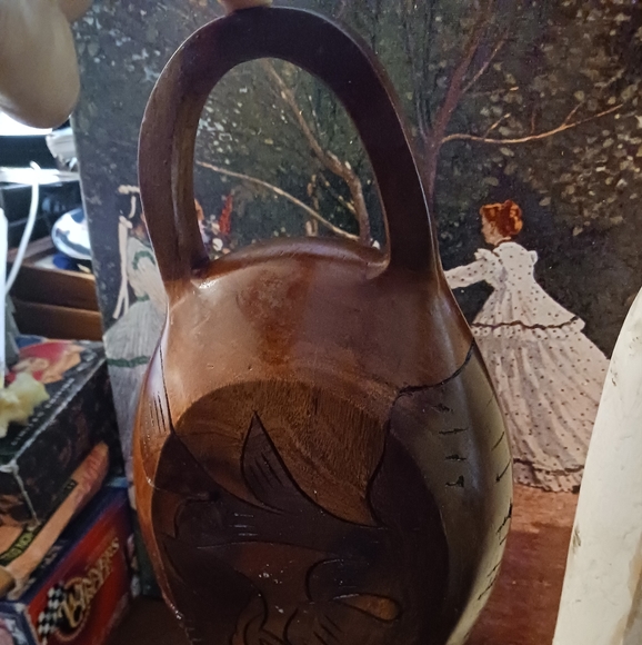Vintage Artisan🐟 🥘Art Oval Tray Platter  Hand Carved Wood🪵Nice Gift.🎁 💕🥭 - Picture 2 of 11